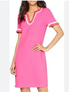 Trina Turk Shangri La Pink Fusion Fringe Trim Sheath Dress